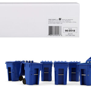 Set of 6 Blue Garbage Trash Bin Containers Replica 1/34 Models by