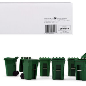 Set of 6 Green Garbage Trash Bin Containers Replica 1/34 Models by
