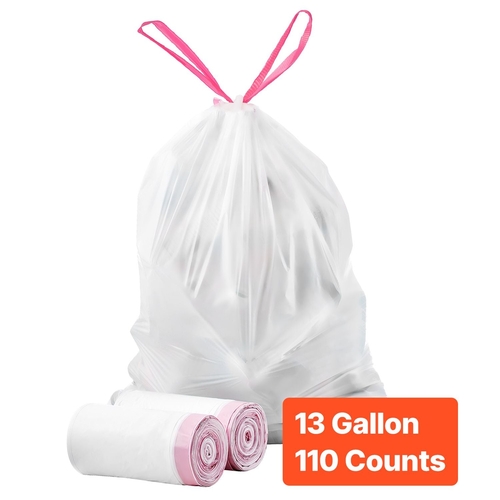Drawstring Trash Bags, 13 Gallon 110 Count Tall Kitchen Trash Bags, - Image 4